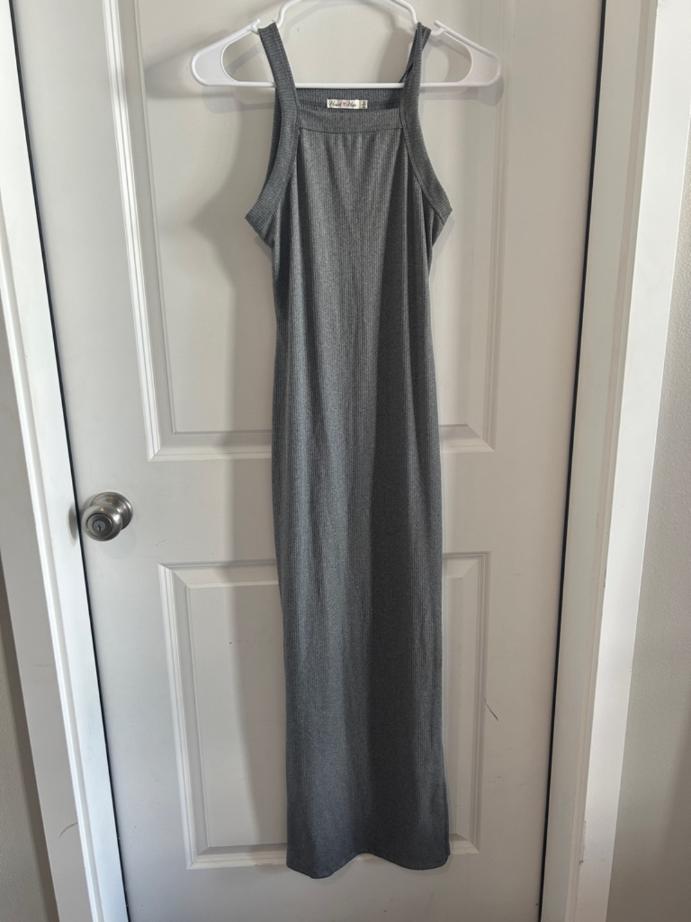 Heart Hips Gray Ribbed Maxi Dress - Sleeveless Knit